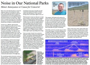 Noise in Our National Praks - Text from Crater Lake Nationa Park Newspaper